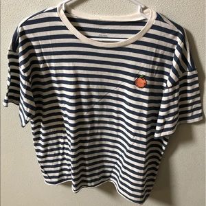 AE Striped Crop Tee With Peach Patch